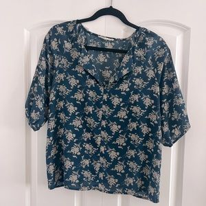 Blue floral blouse